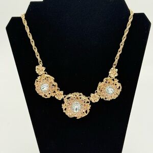 Ann Taylor Elegant Gold Necklace with Crystal Accents